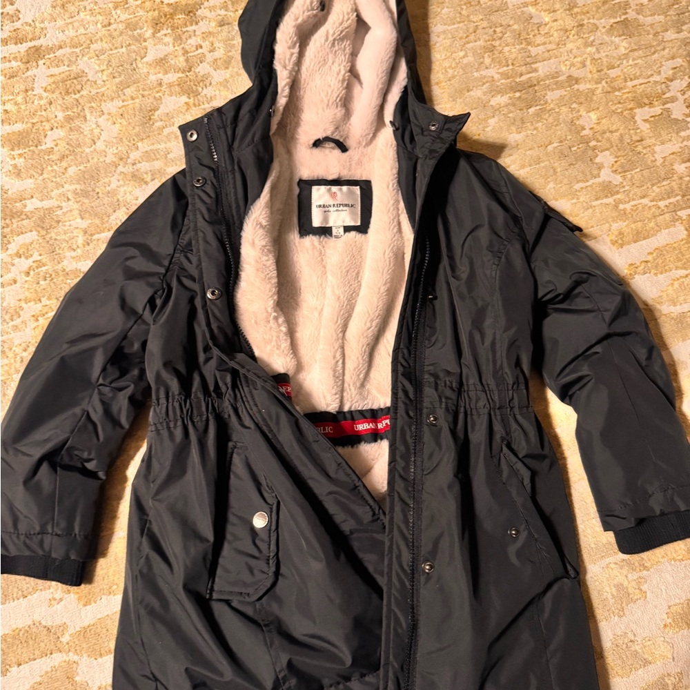 Urban Outfitters Black Utility Jacket with Hood and Lining Fast shipping!